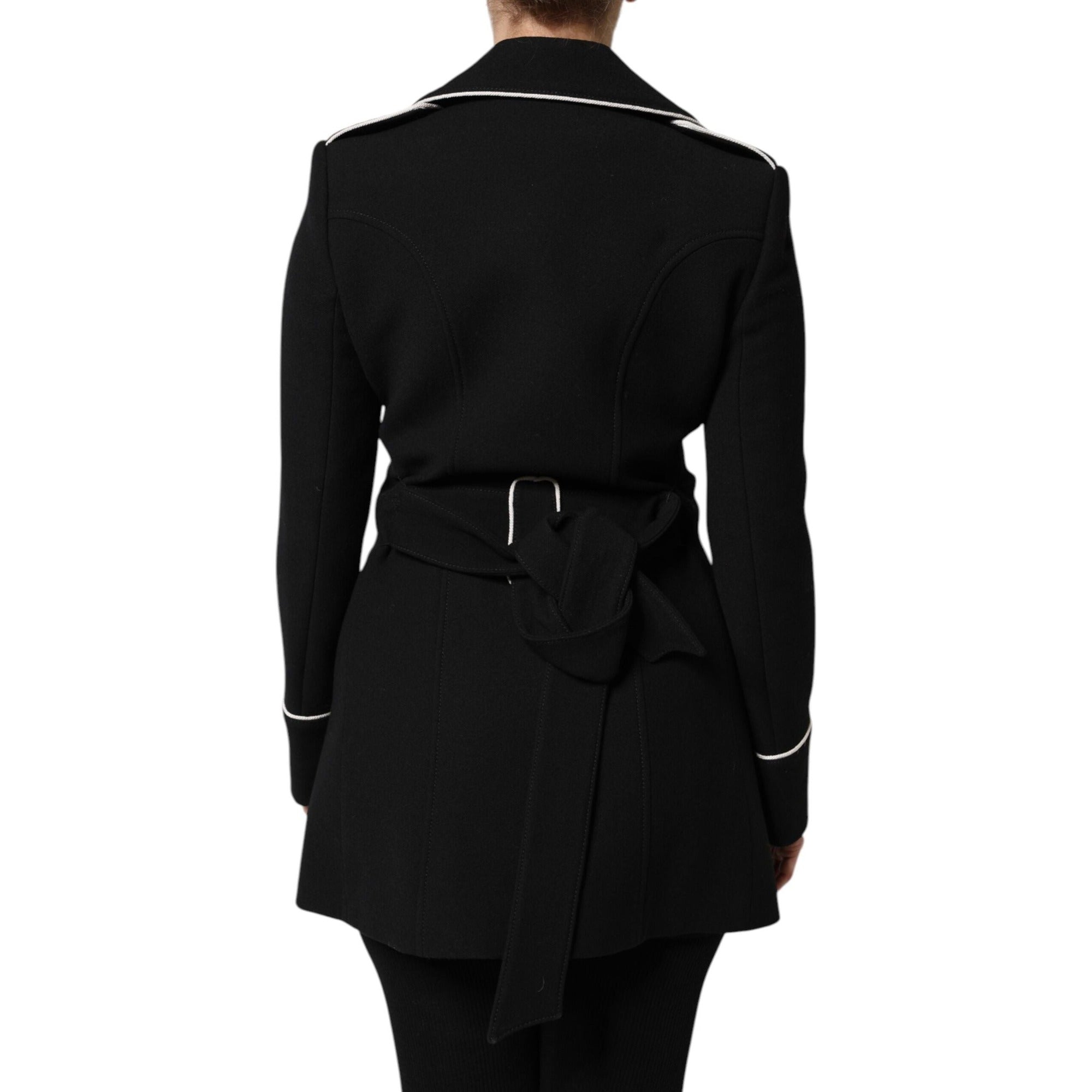 Veste de blazer croisée en laine noire Dolce & Gabbana