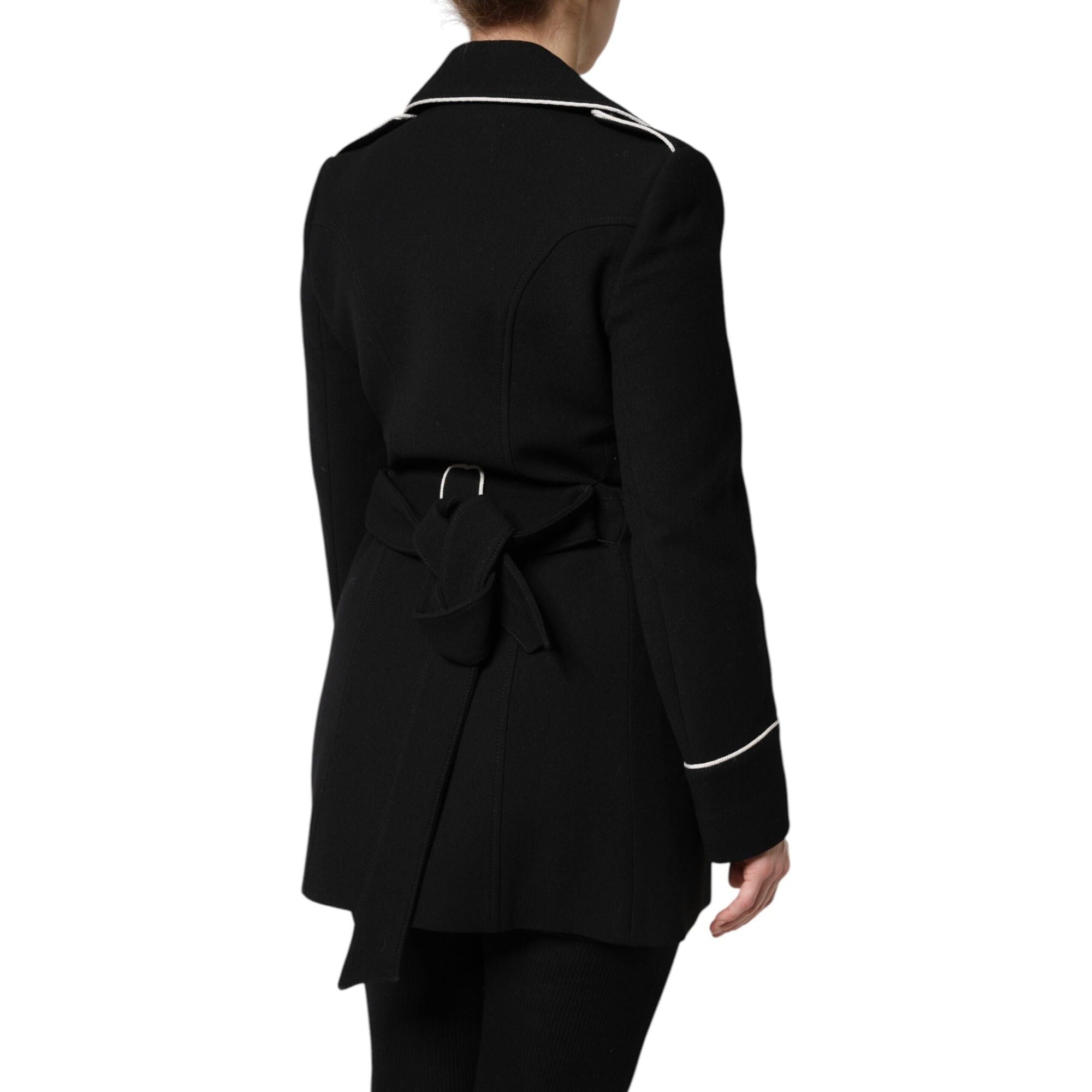 Veste de blazer croisée en laine noire Dolce & Gabbana