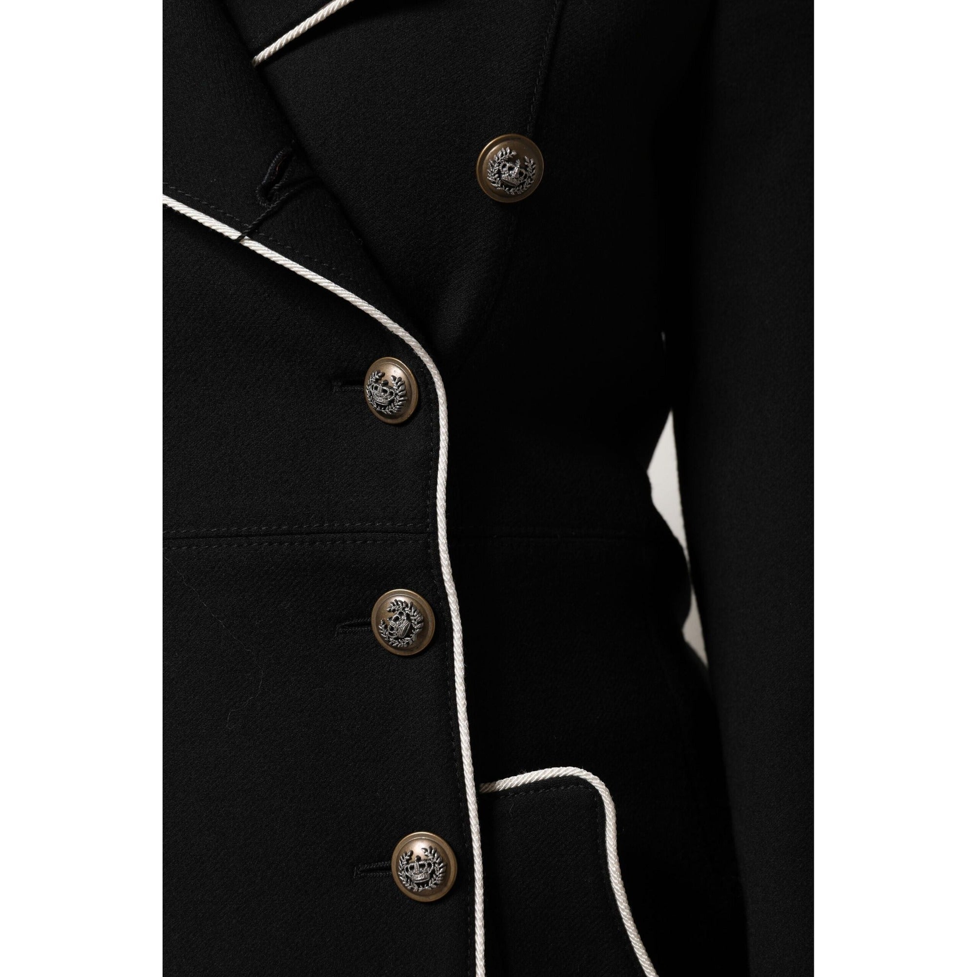 Veste de blazer croisée en laine noire Dolce & Gabbana