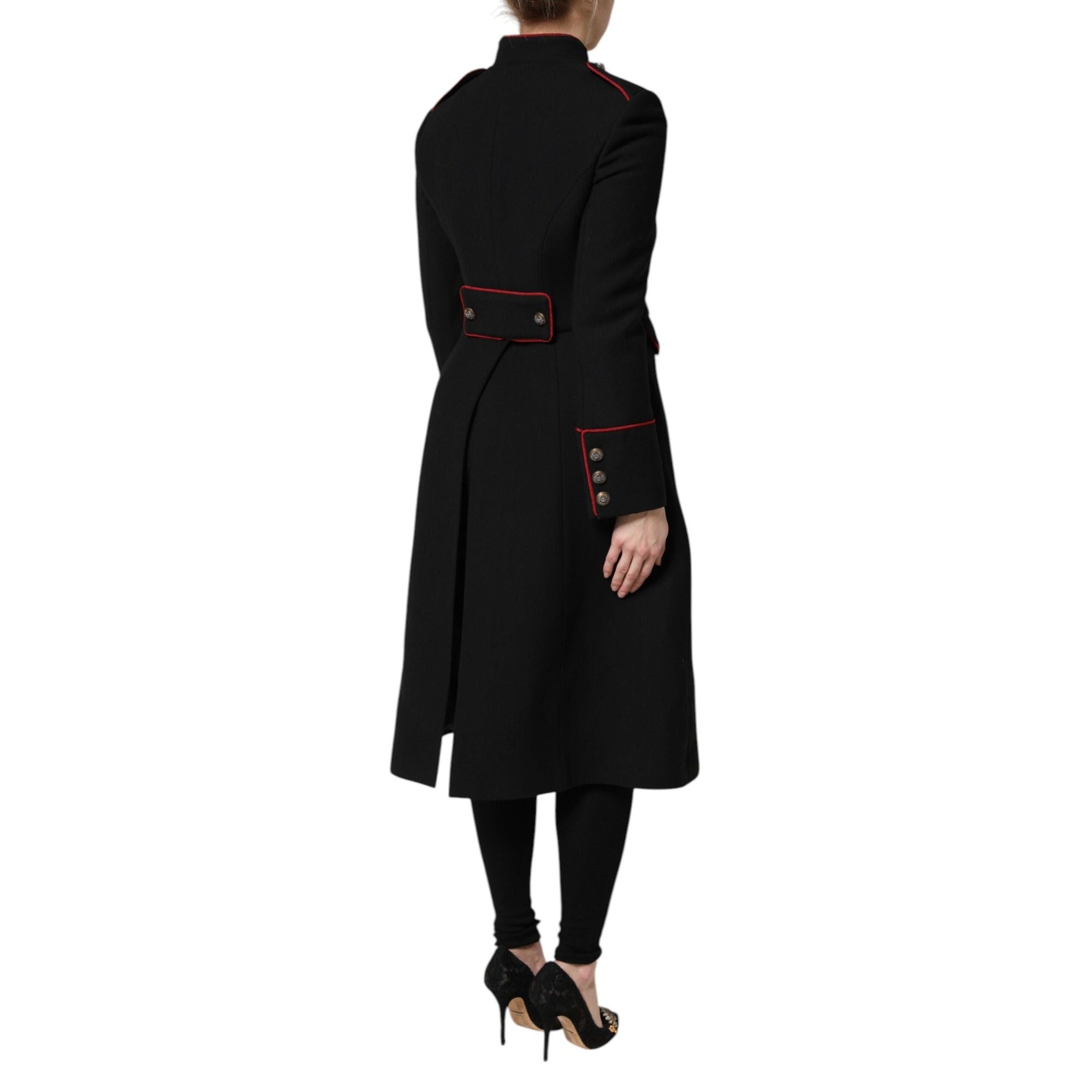 Dolce & Gabbana Black Wool Single Breasted Trench Coat Jacket