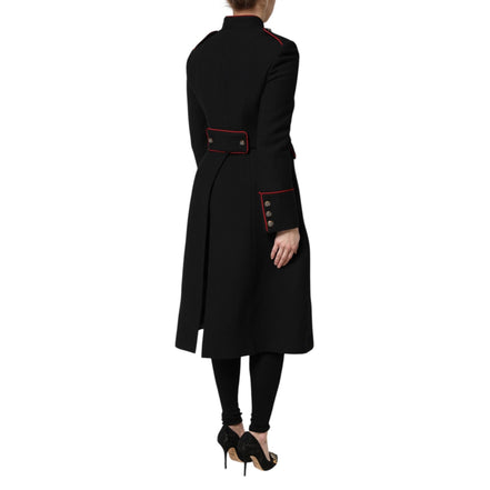 Dolce & Gabbana Black Wool Single Breasted Trench Coat Jacket