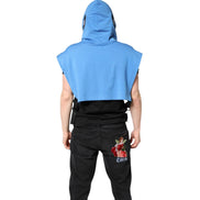 Dolce & Gabbana Blue Cotton Hooded Sportswear Vest Sweater