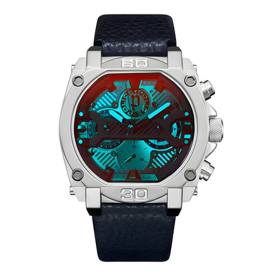 Montre habillée en cuir bleu Police