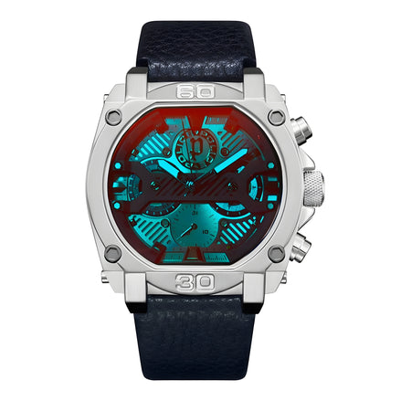 Montre habillée en cuir bleu Police