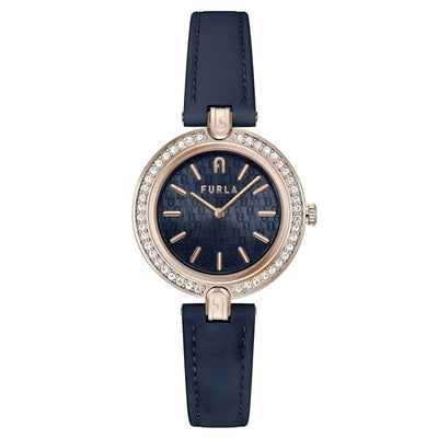 Montre habillée en cuir bleu Furla