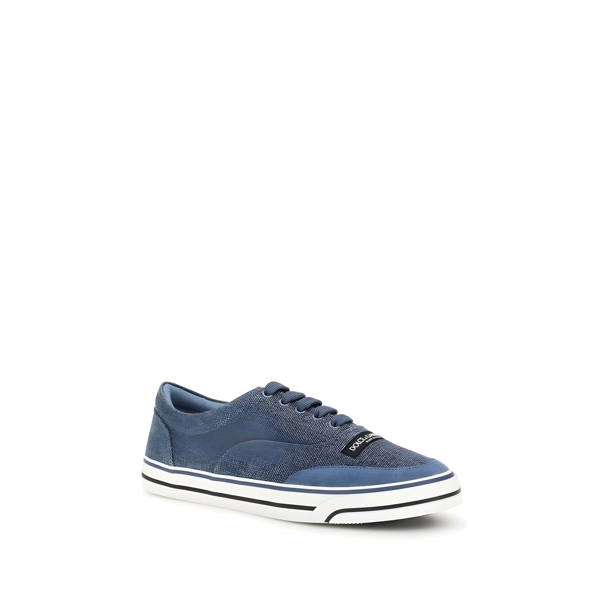 Dolce & Gabbana Blue Linen Low Top Sneakers