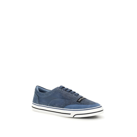 Baskets basses en lin bleu Dolce & Gabbana