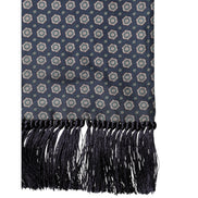 Foulard Dolce & Gabbana en Soie à Motifs Bleus avec Franges 138cm x 15.5cm