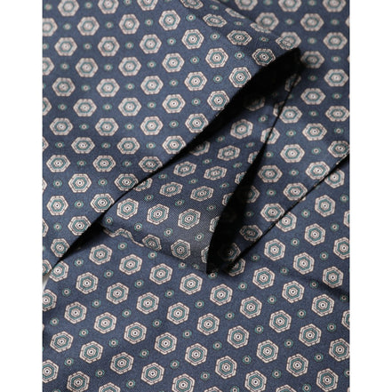 Foulard Dolce & Gabbana en Soie à Motifs Bleus avec Franges 138cm x 15.5cm