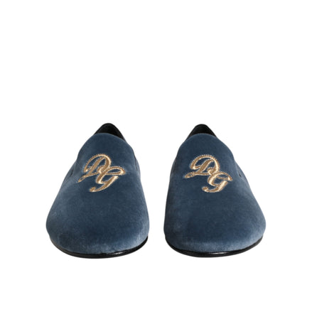 Mocassins Dolce & Gabbana en velours bleu avec logo DG
