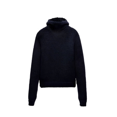 Sweat-shirt en laine bleue Prada
