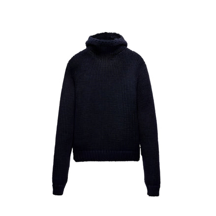 Sweat-shirt en laine bleue Prada