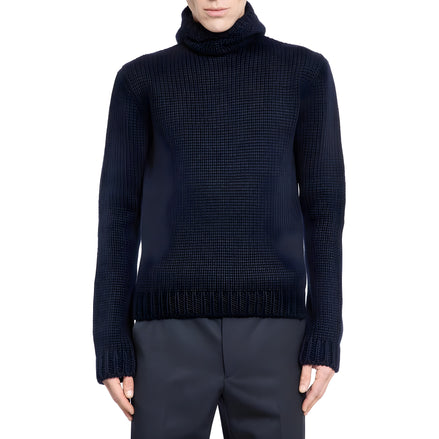 Sweat-shirt en laine bleue Prada