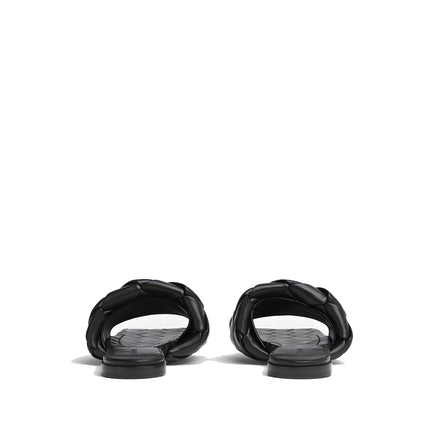 Bottega Veneta Black Leather Flat Sandals