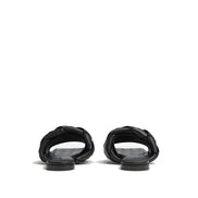 Bottega Veneta Black Leather Flat Sandals