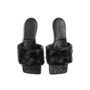 Bottega Veneta Black Leather Flat Sandals