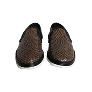 Mocassins pour Homme Dolce & Gabbana en Cuir Tressé Marron Noir