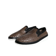 Mocassins pour Homme Dolce & Gabbana en Cuir Tressé Marron Noir