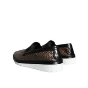 Mocassins pour Homme Dolce & Gabbana en Cuir Tressé Marron Noir