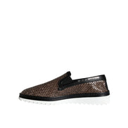 Mocassins pour Homme Dolce & Gabbana en Cuir Tressé Marron Noir
