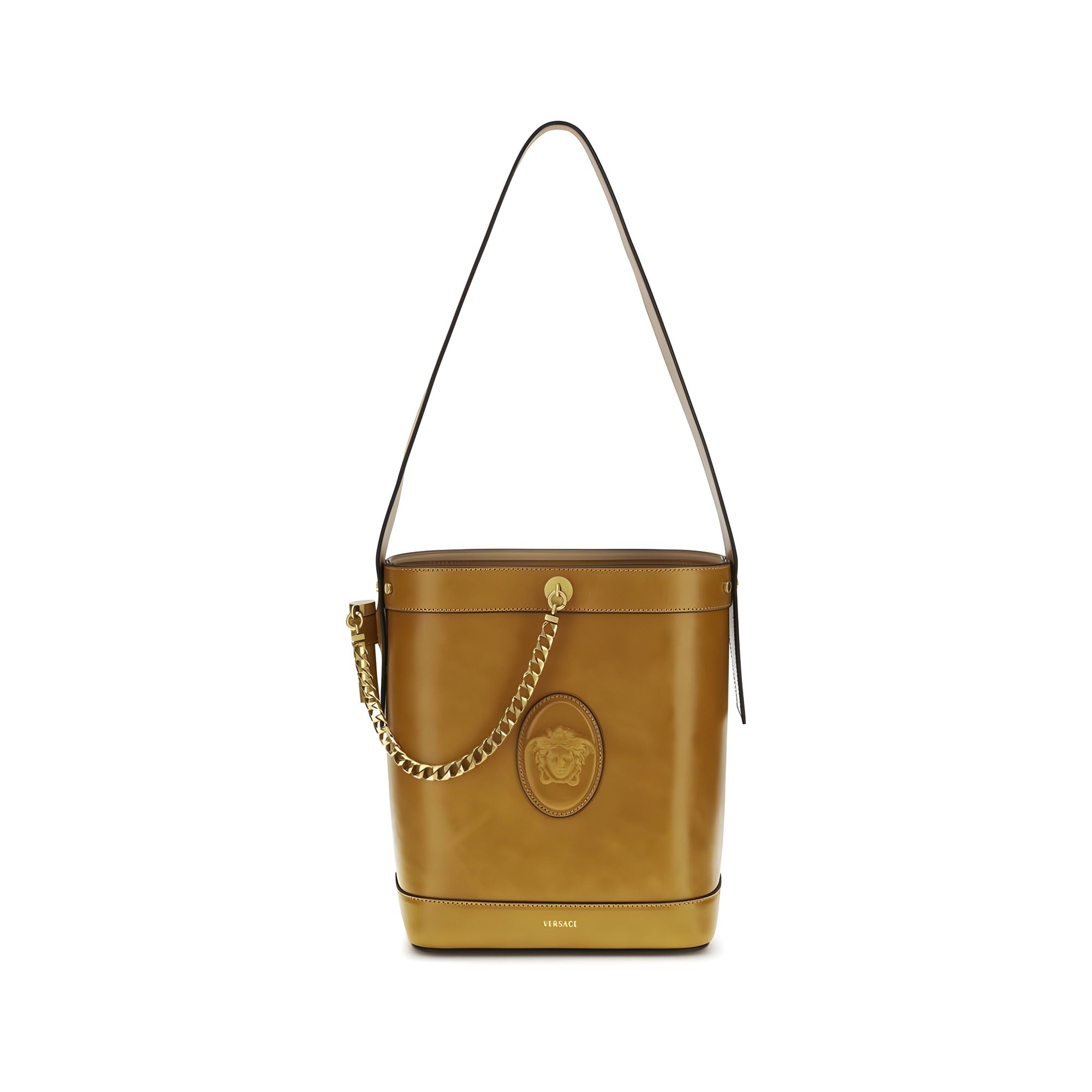 Sac à main Versace en cuir de veau marron Bos Taurus