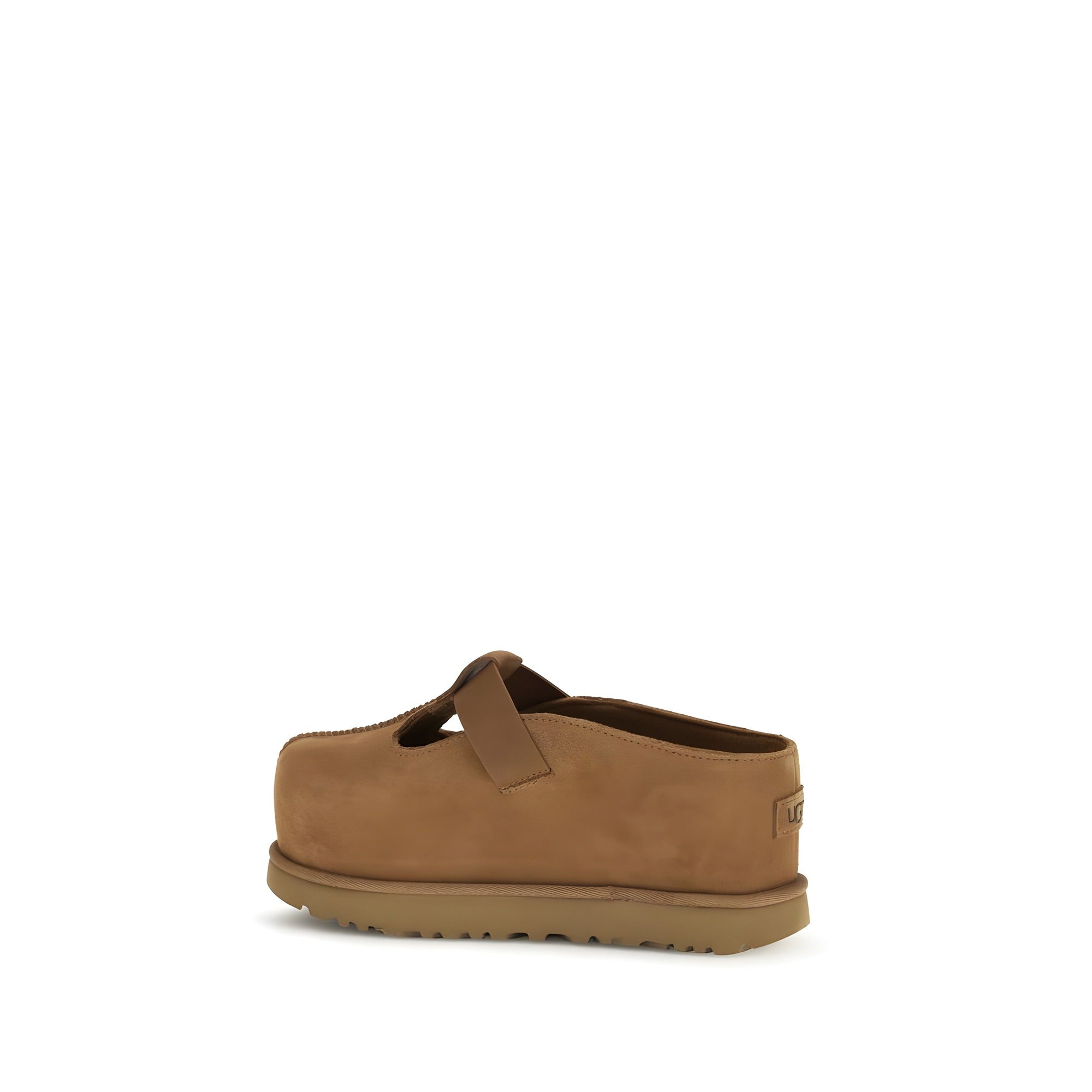 Mules UGG marron en cuir de veau Bos Taurus