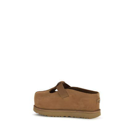 Mules UGG marron en cuir de veau Bos Taurus
