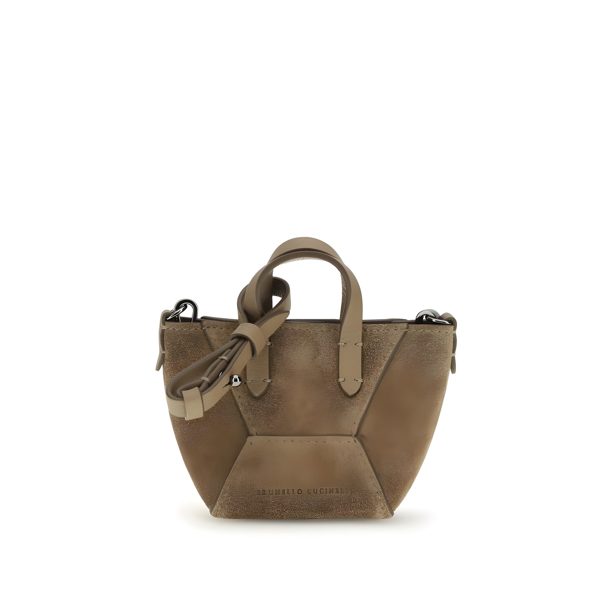 Sac porté épaule Brunello Cucinelli en veau marron Bos Taurus