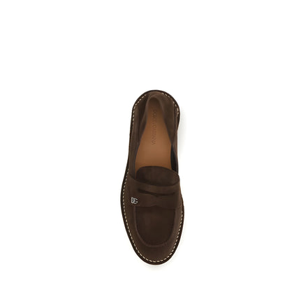Mocassins à enfiler Dolce & Gabbana en cuir de veau marron Bos Taurus