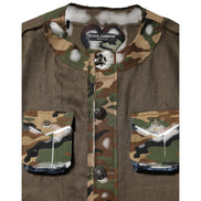 Veste boutonnée en lin camouflage marron Dolce & Gabbana