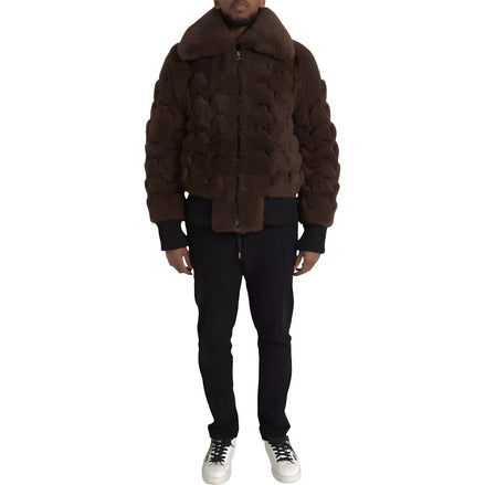 Manteau Veste Bottega Veneta en fourrure marron d'agneau retourné