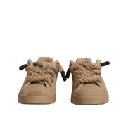 Dolce & Gabbana Brown Jute Fabric Low Top Sneakers