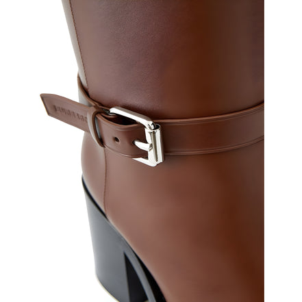 Bottines en cuir marron Burberry