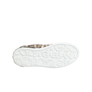 Dolce & Gabbana Brown Leather Leopard Low Top Sneakers