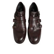 Chaussures habillées Richelieu à boucle en cuir marron Dolce & Gabbana