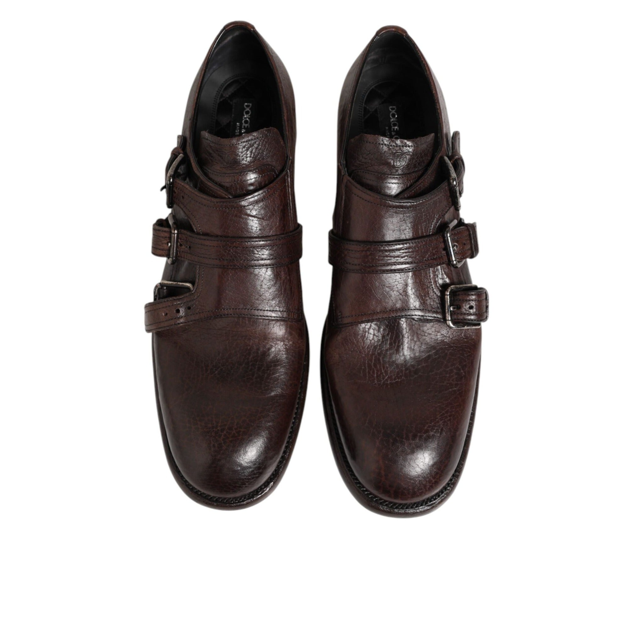 Chaussures habillées Richelieu à boucle en cuir marron Dolce & Gabbana