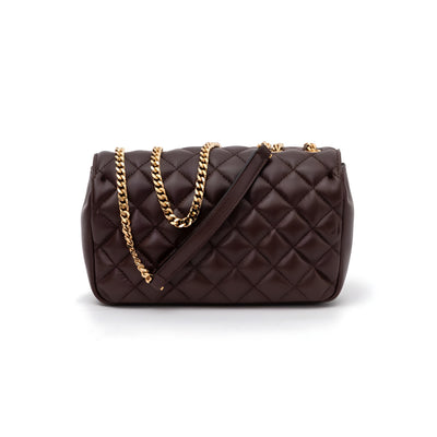 Versace Brown Quilted Leather Shoulder Strap Bag