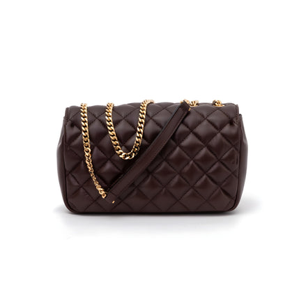 Sac à bandoulière en cuir matelassé marron Versace