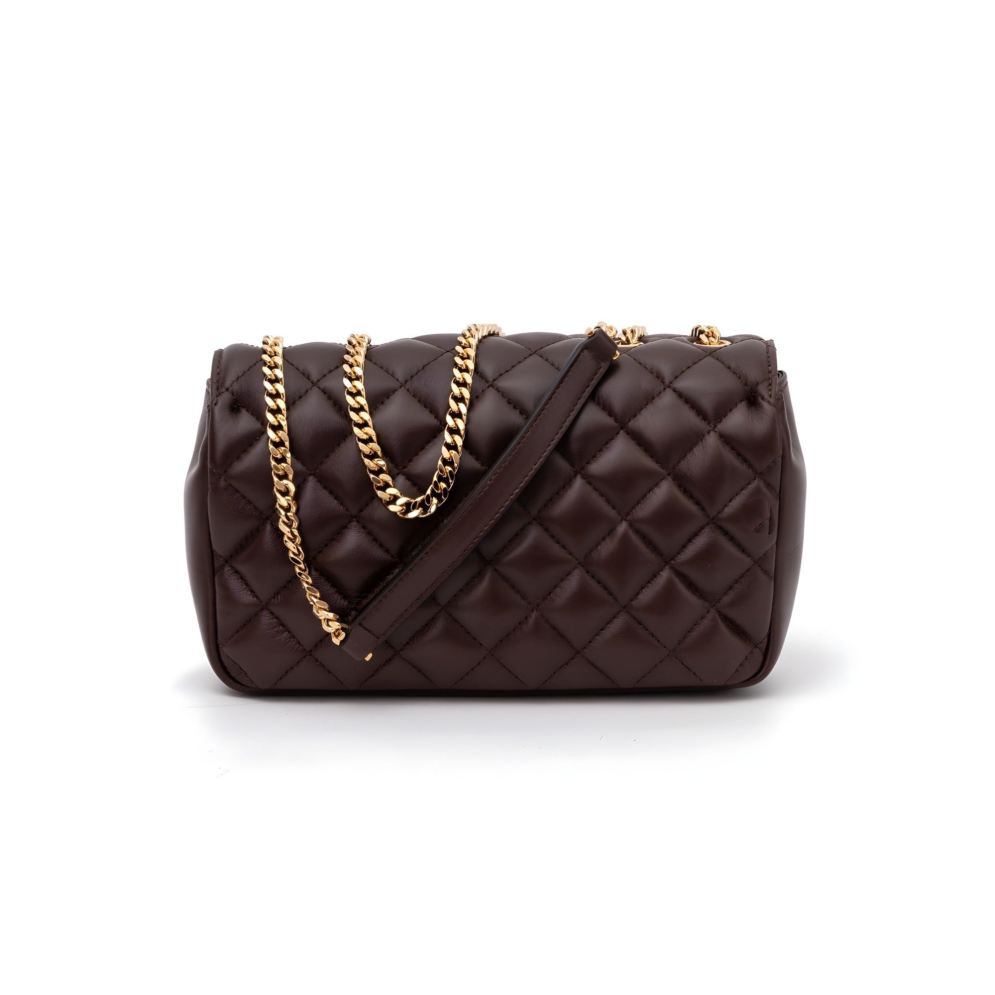Sac à bandoulière en cuir matelassé marron Versace