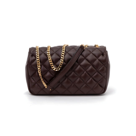 Versace Brown Quilted Leather Shoulder Strap Bag