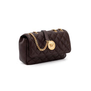 Sac à bandoulière en cuir matelassé marron Versace