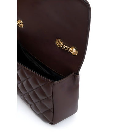 Sac à bandoulière en cuir matelassé marron Versace