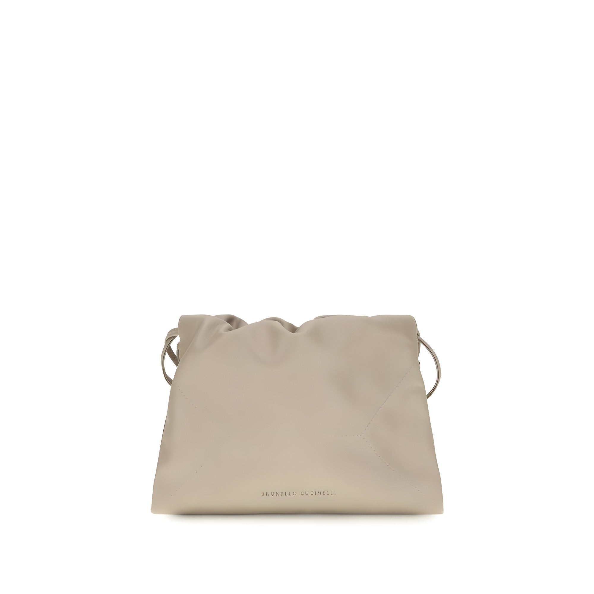Brunello Cucinelli Beige Calf Leather Shoulder Bag