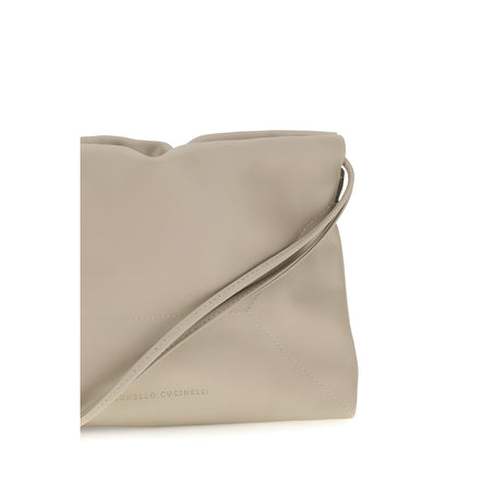 Brunello Cucinelli Beige Calf Leather Shoulder Bag
