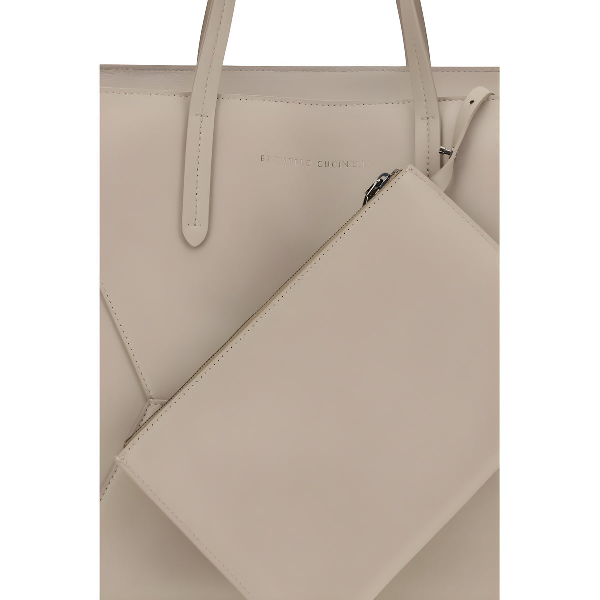 Brunello Cucinelli Beige Calf Leather Shoulder Bag
