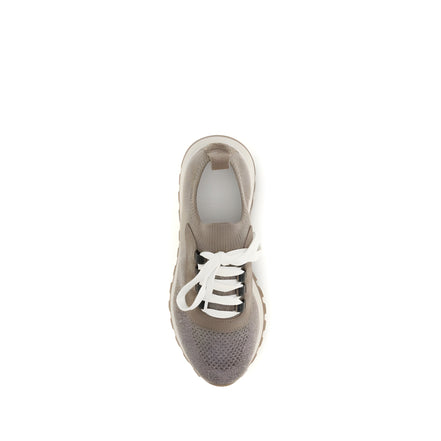 Baskets épaisses en coton beige Brunello Cucinelli