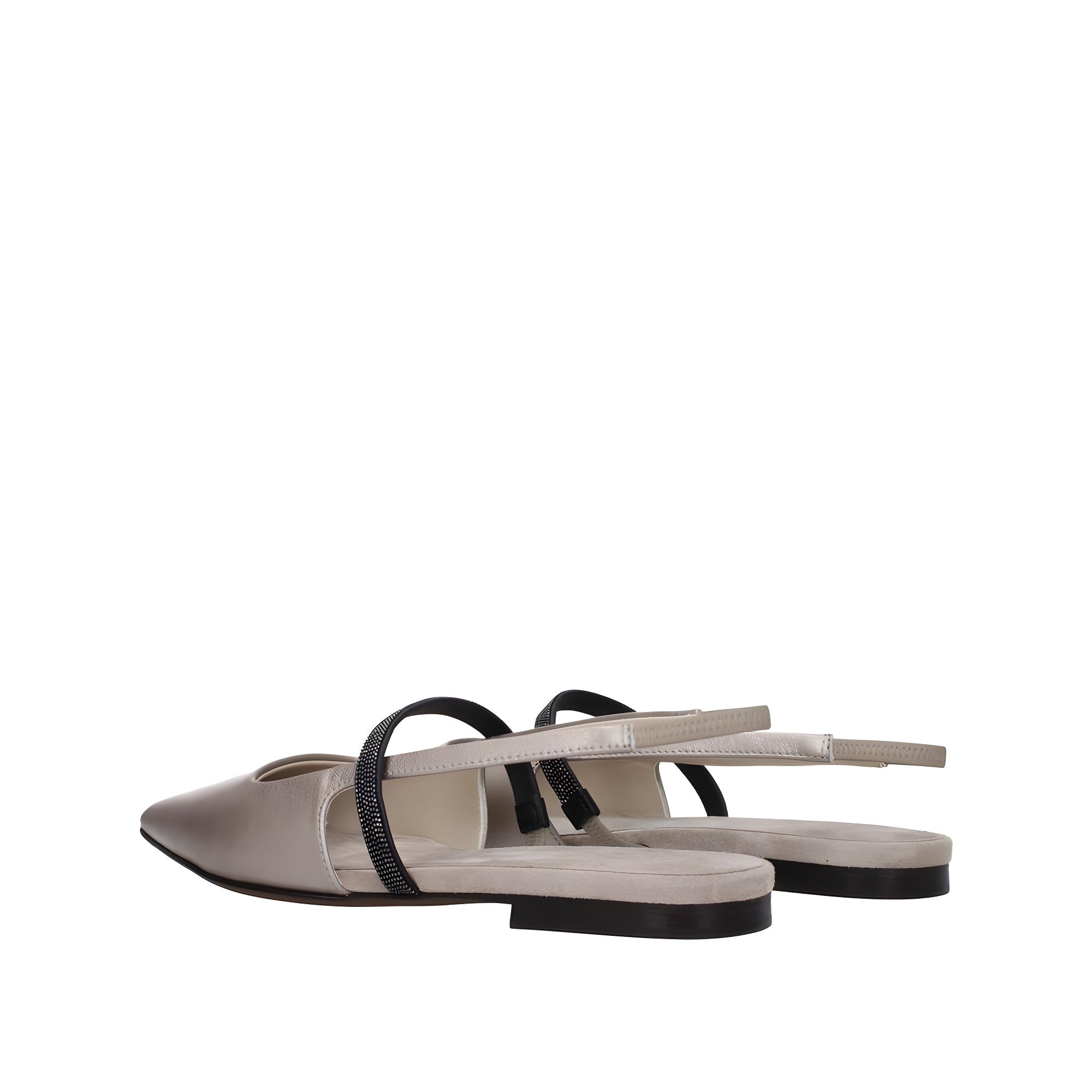 Brunello Cucinelli Beige Leather Ballet Flats