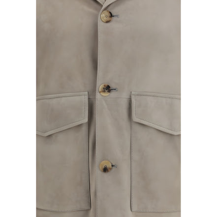 Brunello Cucinelli Bicolor Calf Leather Bos Taurus Leather Jacket