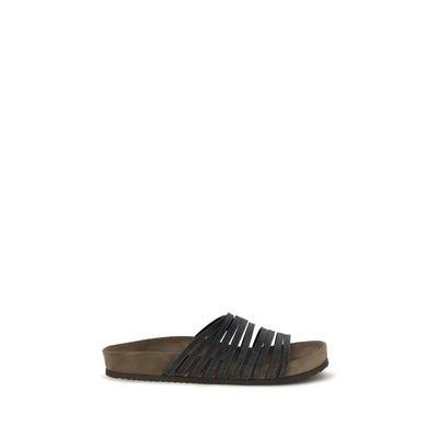 Brunello Cucinelli Black Flat Sandals