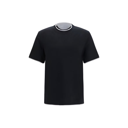 Brunello Cucinelli Black Cotton T-Shirt